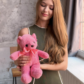 Мишка розовый 30см